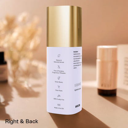 LUJANÉ botanical ingredients, featuring raw extracts and nourishing oils that work in synergy to support intensive skin renewal and hydration.